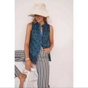 NWT! Anthropologie/Pilcro Textured Button-down sleeveless top-Medium